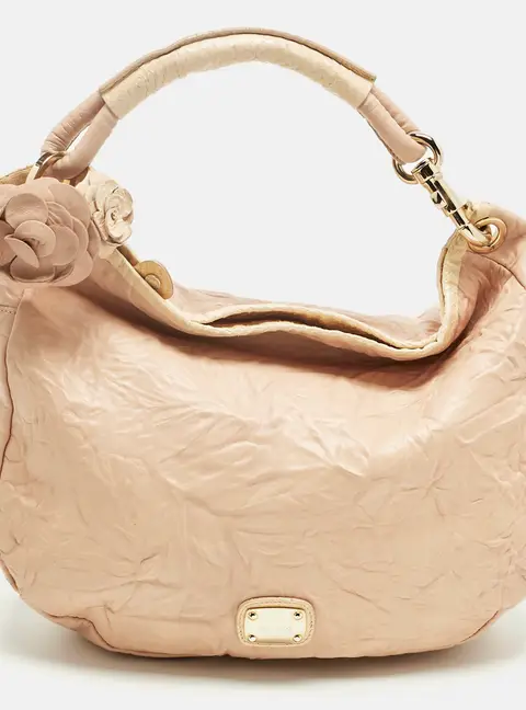 Jimmy Choo Peach Textured Leather and Snakeskin Small Sky Bangle Hobo
