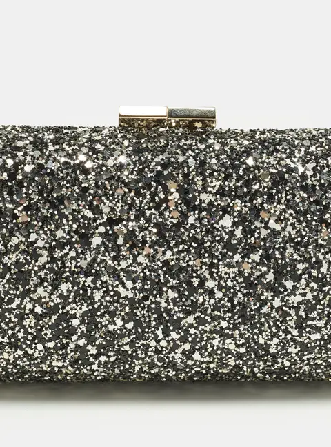 Jimmy Choo Kisslock Grey Glitter Clutch
