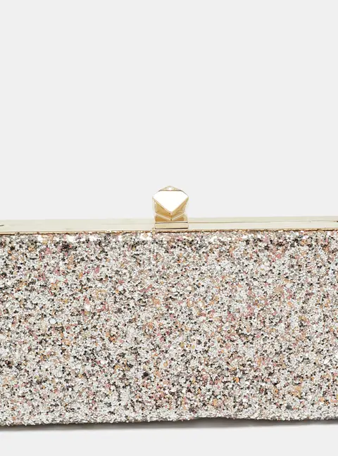 Jimmy Choo Celeste Pink Glitter Chain Clutch