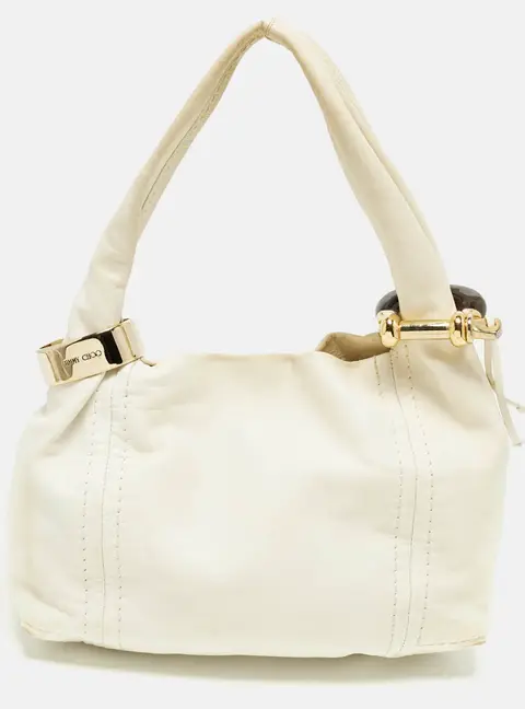 Jimmy Choo Saba White Leather Hobo