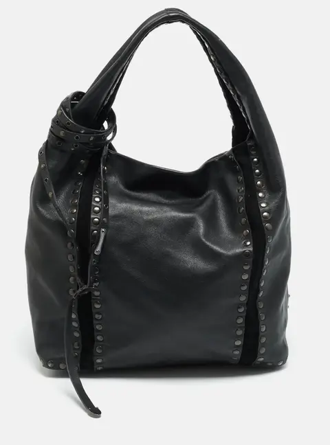 Jimmy Choo Saba Studded Black Leather Hobo