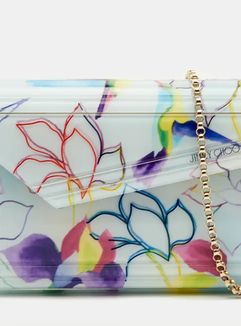 Jimmy Choo Candy White Hummingbird Acrylic and Leather Chain Clutch
