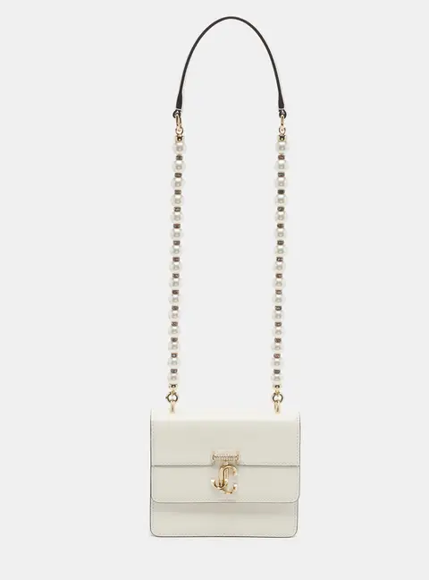 Jimmy Choo Avenue Quad XS Off White Leather Shoulder Bag