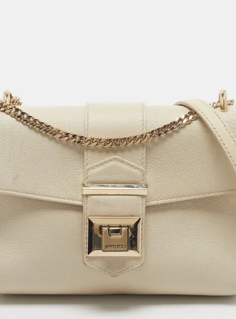 Jimmy Choo Marianne/XB Cream Leather Shoulder Bag