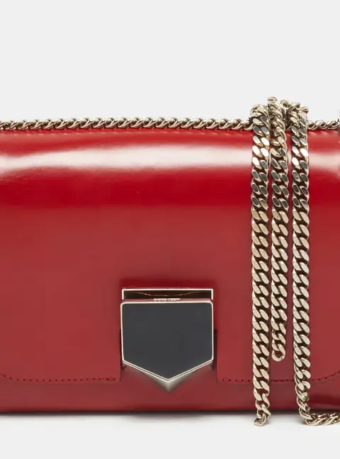 Jimmy Choo Lockett City Petite Red Leather Shoulder Bag