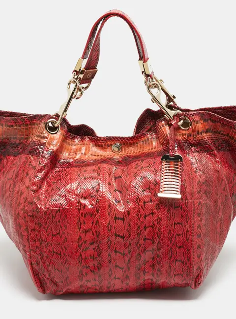 Jimmy Choo Lohla Jayne Red Snakeskin Tote