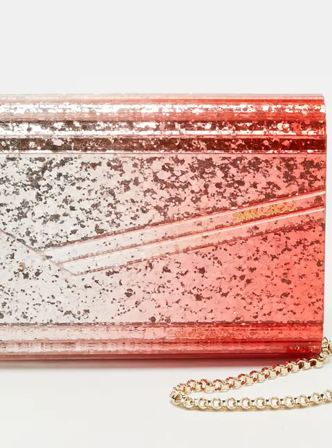 Jimmy Choo Candy Glitter Acrylic and Leather Chain Clutch