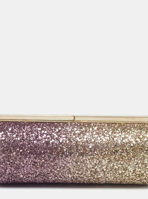 Jimmy Choo Trinket Degrade Purple/Gold Glitter Clutch