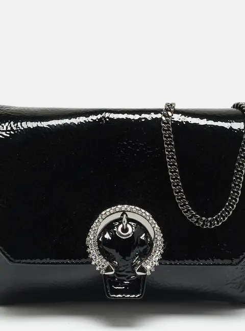 Jimmy Choo Madeline Crystal Black Patent Leather Shoulder Bag