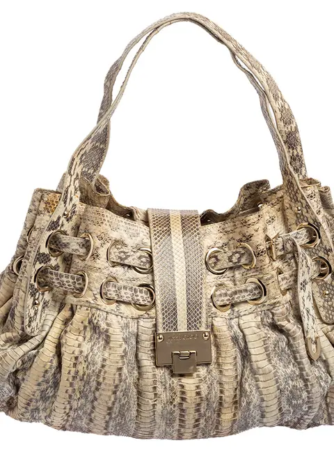 Jimmy Choo Ramona Grey Snakeskin Leather Shoulder Bags
