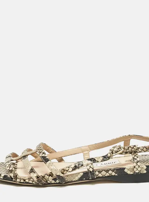 Jimmy Choo Multicolor Python Embossed Leather Slingback Sandals Size 36