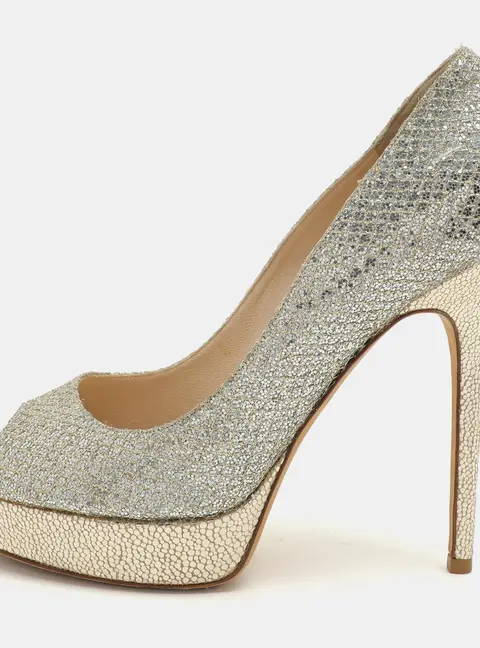 Jimmy Choo Gold Glitter Luna Platform Pumps Size 38.5