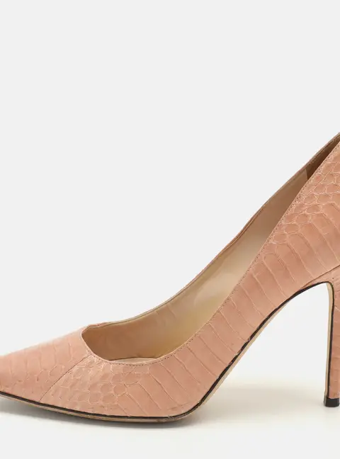 Jimmy Choo Pink Snakeskin Leather Emi Pumps Size 38.5