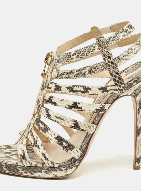 Jimmy Choo Beige Snakeskin Glenys Gladiator Platform Sandals Size 40