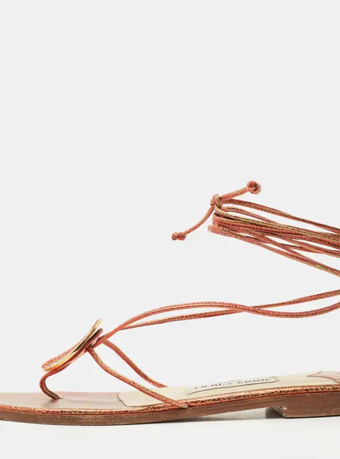 Jimmy Choo Multicolor Leather Flat Ankle Wrap Sandals Size 37