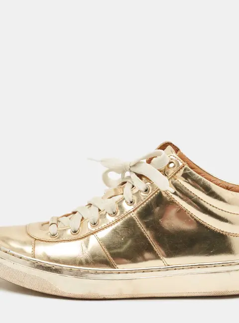 Jimmy Choo Gold Patent Leather Belgravia Sneakers Size 35