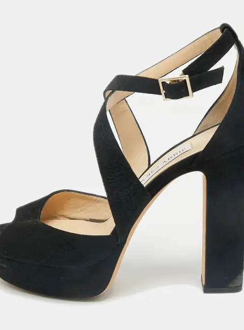 Jimmy Choo Black Suede April Platform Sandals Size 40