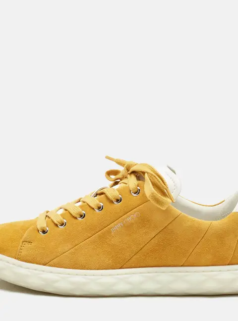 Jimmy Choo Diamond Size 40 Yellow Leather and Suede Low Top Sneakers