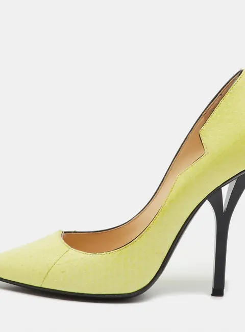 Jimmy Choo Lemon Yellow Elaphe Pumps Size 35.5