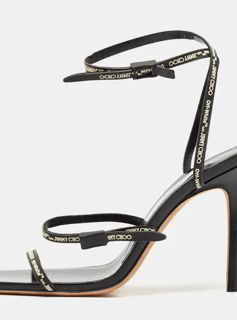 Jimmy Choo Black Leather Ankle Strap Sandals Size 39