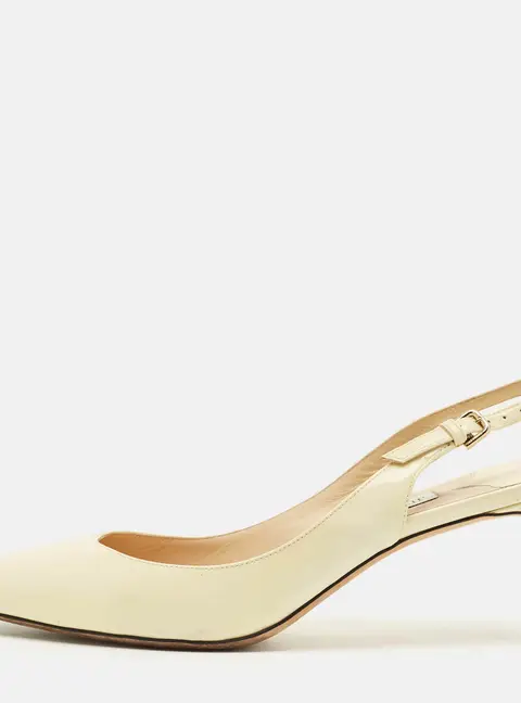 Jimmy Choo Erin Size 39 Cream Patent Leather Slingback Pumps