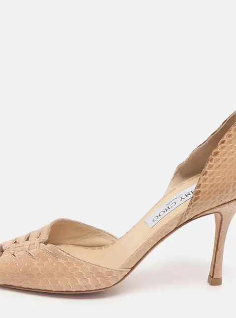 Jimmy Choo Size 36.5 Beige Python Leather D'orsay Pumps