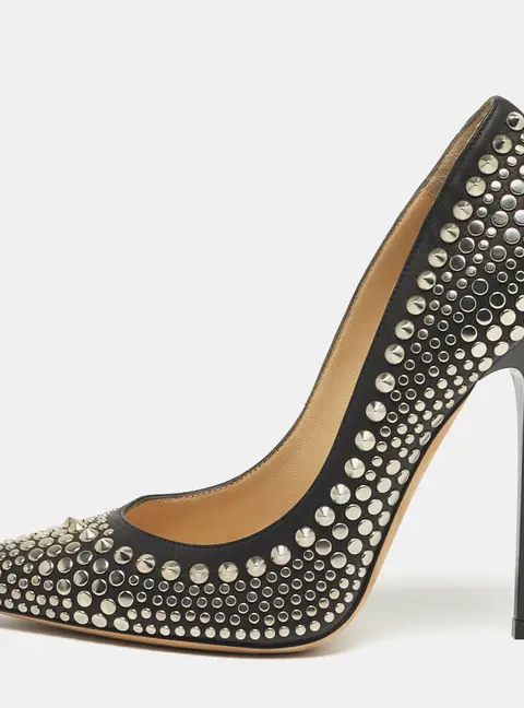 Jimmy Choo Studded Spikes Size 36 Black Leather Pumps