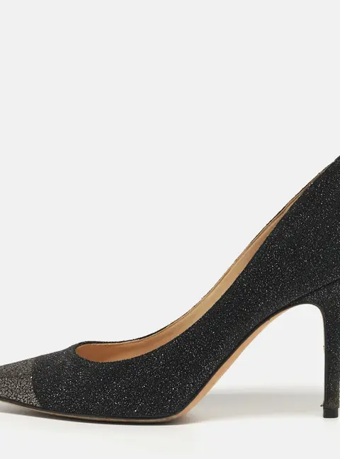 Jimmy Choo Romy Size 39 Black/Silver Quartz Suede Pointed Toe Pumps
