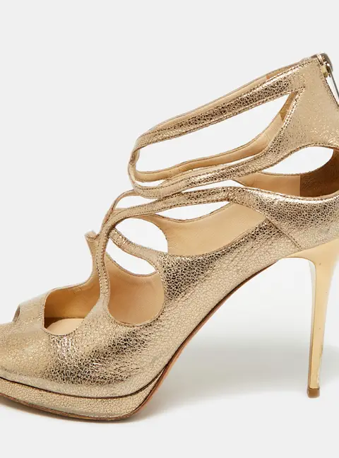Jimmy Choo Size 39 Metallic Leather Strappy  Sandals
