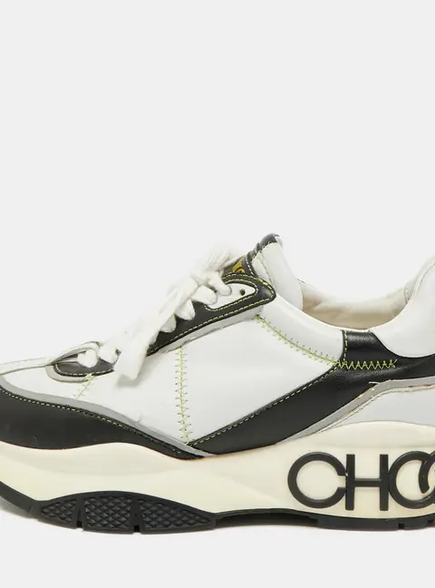 Jimmy Choo Raine Size 37 Grey/Black Leather Low Top Sneakers