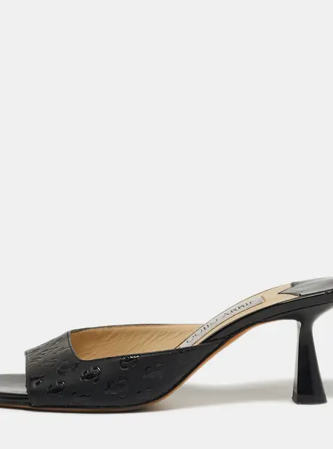 Jimmy Choo Zania Size 37 Black Leather Slide Sandals