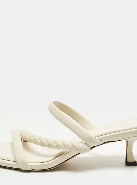 Jimmy Choo Maelie Size 39.5 White Leather Slide Sandals
