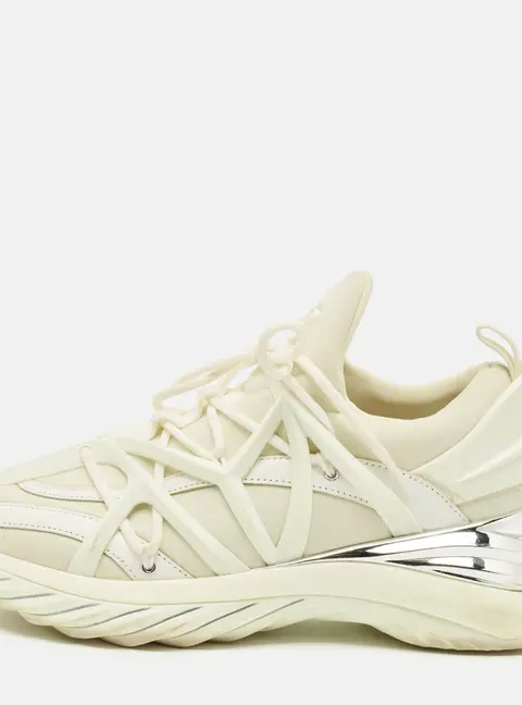 Jimmy Choo Cosmos Size 37 White Leather and Neoprene Low Top Sneakers