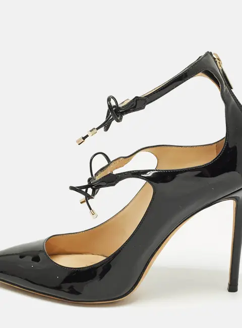 Jimmy Choo Hoops Size 39.5 Black Patent Leather Pumps