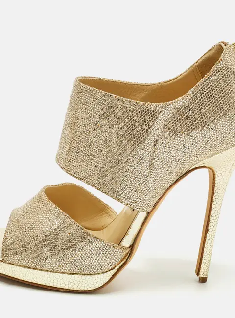 Jimmy Choo Private Size 36.5 Metallic Glitter Ankle Strap Sandals