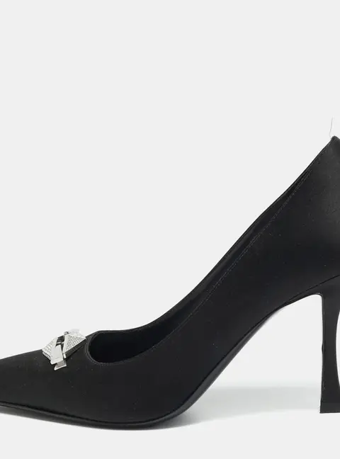Jimmy Choo Ryker Size 37 Black Satin Pumps