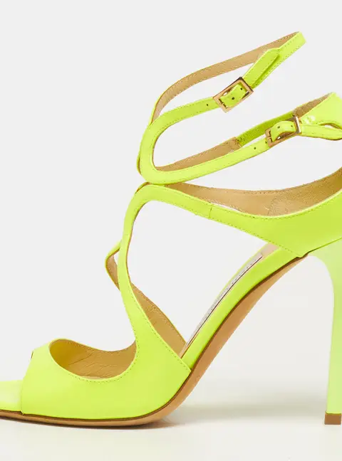 Jimmy Choo Lance Size 37 Yellow Leather Ankle Strap Sandals
