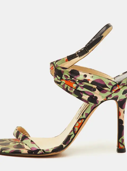 Jimmy Choo Size 40 Multicolor Printed Fabric Ankle Strap Sandals