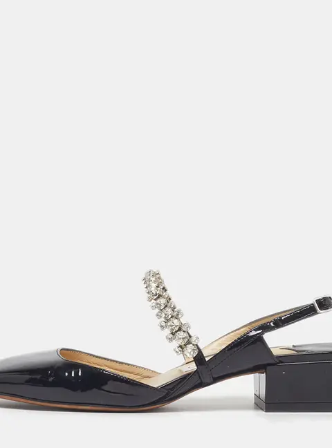 Jimmy Choo Size 36 Black Patent Leather Slingback Pumps