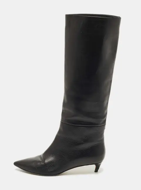 Jimmy Choo Black Leather Maxima Knee Boots Size 40
