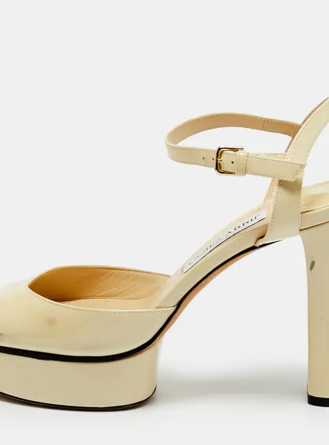 Jimmy Choo Cream Patent Leather Ankle Strap Sandals Size 39