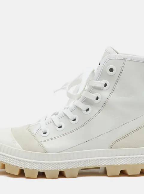 Jimmy Choo White Leather and Suede High Top Sneakers Size 38.5