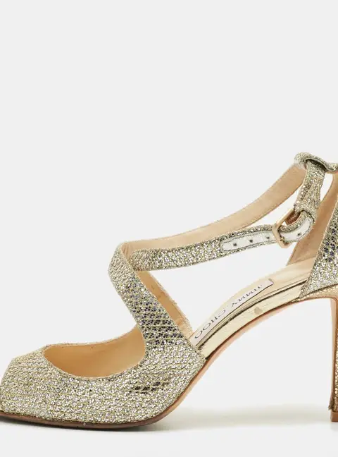 Jimmy Choo Gold Leather Paxton Ankle Strap Sandals Size 38