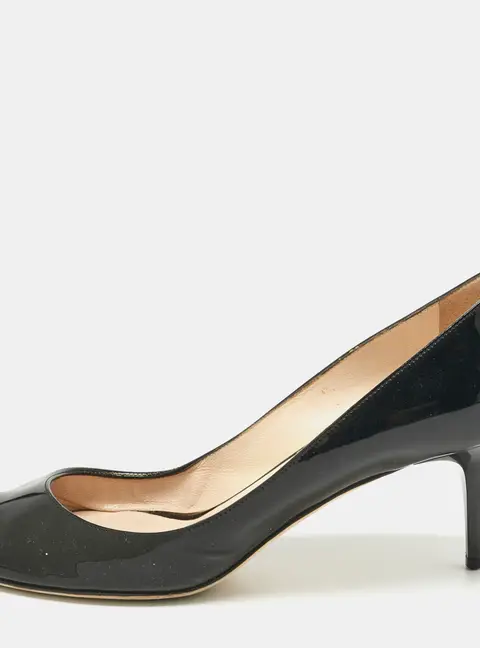 Jimmy Choo Black Patent Leather Isabel Peep Toe Pumps Size 39
