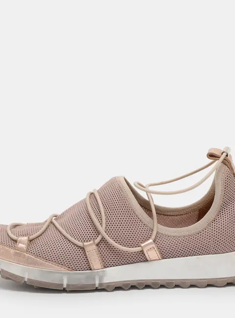 Jimmy Choo Old Rose/Rose Gold Mesh And Leather Trims Andrea Mesh Slip-On Sneakers Size 39.5