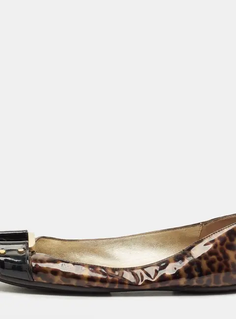 Jimmy Choo Brown/Black Patent Buckle Ballet Flats Size 39.5
