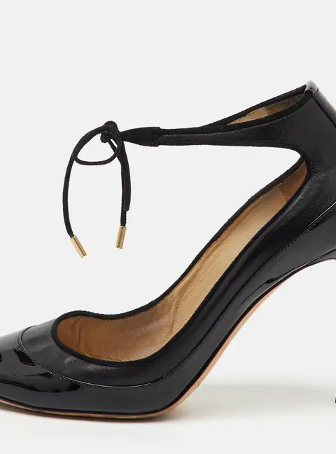 Jimmy Choo Black Leather and Patent Leather Tyler Pumps Size 38.5