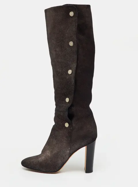 Jimmy Choo Metallic Suede Knee Length Boots Size 36.5