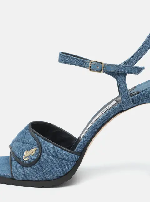 Jimmy Choo Size 38 Blue Denim Ankle Strap Sandals