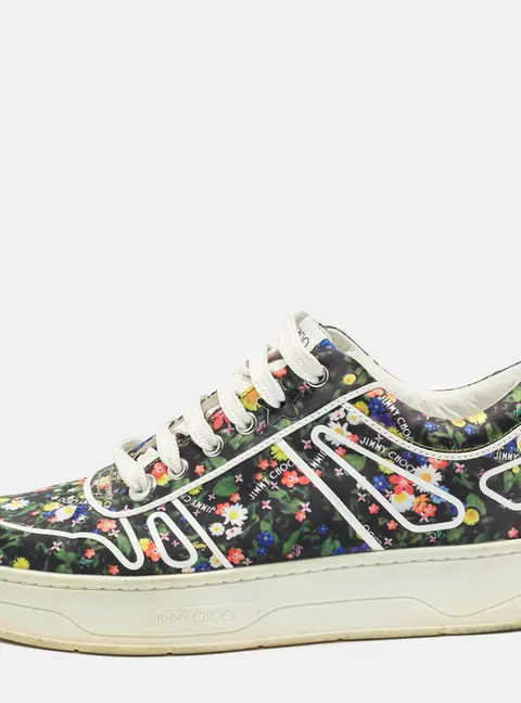 Jimmy Choo Hawaii/F Size 38 Multicolor Fabric Print Floral Low Top Sneakers